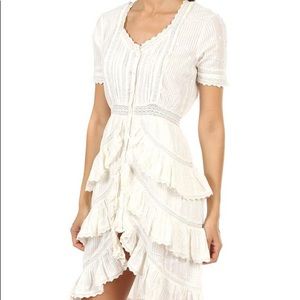 LoveShackFancy RUFFLE DRESS IN ANTIQUE WHITE